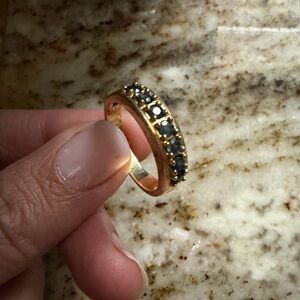 Gold Vermeil Sterling Silver Natural Sapphire Band Ring SZ 10